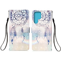 Coque Portefeuille Motif Fantaisie Livre Cuir Etui Clapet Y04B pour Samsung Galaxy S21 Ultra 5G Bleu Clair