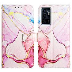 Coque Portefeuille Motif Fantaisie Livre Cuir Etui Clapet Y04B pour Vivo V23e Rose