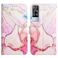 Coque Portefeuille Motif Fantaisie Livre Cuir Etui Clapet Y04B pour Vivo Y51 (2021) Rose