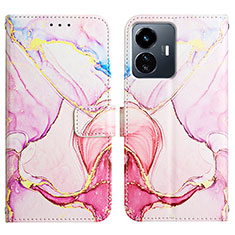 Coque Portefeuille Motif Fantaisie Livre Cuir Etui Clapet Y04B pour Vivo Y77 5G Rose