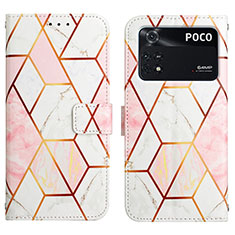 Coque Portefeuille Motif Fantaisie Livre Cuir Etui Clapet Y04B pour Xiaomi Poco M4 Pro 4G Blanc