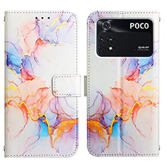 Coque Portefeuille Motif Fantaisie Livre Cuir Etui Clapet Y04B pour Xiaomi Poco M4 Pro 4G Bleu