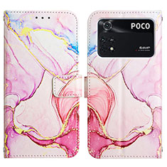 Coque Portefeuille Motif Fantaisie Livre Cuir Etui Clapet Y04B pour Xiaomi Poco M4 Pro 4G Rose