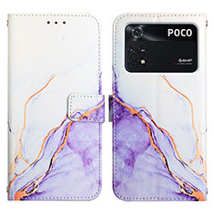 Coque Portefeuille Motif Fantaisie Livre Cuir Etui Clapet Y04B pour Xiaomi Poco M4 Pro 4G Violet