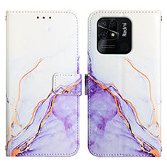 Coque Portefeuille Motif Fantaisie Livre Cuir Etui Clapet Y04B pour Xiaomi Redmi 10 Power Violet