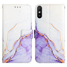 Coque Portefeuille Motif Fantaisie Livre Cuir Etui Clapet Y04B pour Xiaomi Redmi 9A Violet