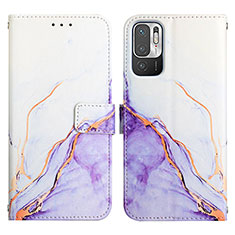 Coque Portefeuille Motif Fantaisie Livre Cuir Etui Clapet Y04B pour Xiaomi Redmi Note 10T 5G Violet