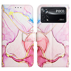 Coque Portefeuille Motif Fantaisie Livre Cuir Etui Clapet Y04B pour Xiaomi Redmi Note 11E Pro 5G Rose