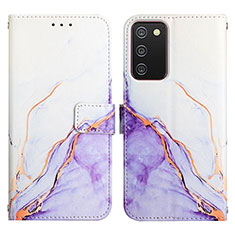 Coque Portefeuille Motif Fantaisie Livre Cuir Etui Clapet Y05B pour Samsung Galaxy M02s Violet Clair