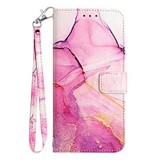 Coque Portefeuille Motif Fantaisie Livre Cuir Etui Clapet YB1 pour Motorola Moto E13 Rose Rouge