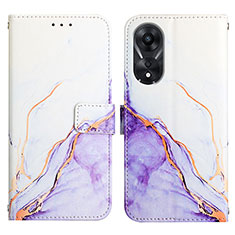 Coque Portefeuille Motif Fantaisie Livre Cuir Etui Clapet YB1 pour Oppo A58 5G Violet