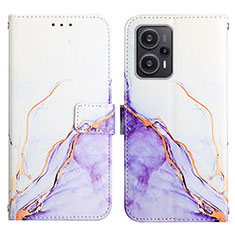 Coque Portefeuille Motif Fantaisie Livre Cuir Etui Clapet YB1 pour Xiaomi Poco F5 5G Violet