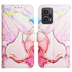 Coque Portefeuille Motif Fantaisie Livre Cuir Etui Clapet YB1 pour Xiaomi Redmi Note 12 Turbo 5G Rose