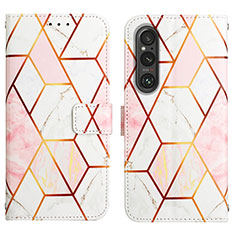 Coque Portefeuille Motif Fantaisie Livre Cuir Etui Clapet YB4 pour Sony Xperia 1 V Blanc