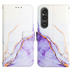 Coque Portefeuille Motif Fantaisie Livre Cuir Etui Clapet YB4 pour Sony Xperia 1 V Violet