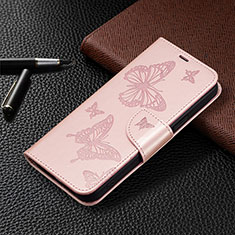 Coque Portefeuille Papillon Livre Cuir Etui Clapet B01F pour Huawei Honor X7a Or Rose