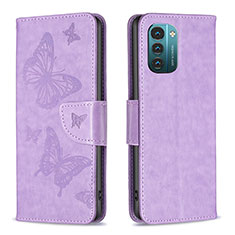 Coque Portefeuille Papillon Livre Cuir Etui Clapet B01F pour Nokia G11 Violet Clair