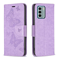 Coque Portefeuille Papillon Livre Cuir Etui Clapet B01F pour Nokia G22 Violet Clair