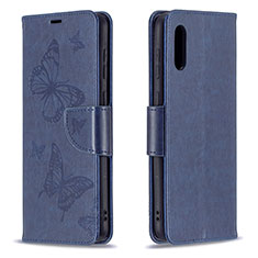 Coque Portefeuille Papillon Livre Cuir Etui Clapet B01F pour Samsung Galaxy A02 Bleu