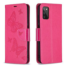 Coque Portefeuille Papillon Livre Cuir Etui Clapet B01F pour Samsung Galaxy A02s Rose Rouge