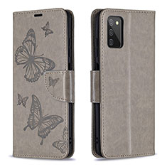 Coque Portefeuille Papillon Livre Cuir Etui Clapet B01F pour Samsung Galaxy A03s Gris