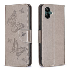 Coque Portefeuille Papillon Livre Cuir Etui Clapet B01F pour Samsung Galaxy A05 Gris