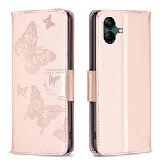 Coque Portefeuille Papillon Livre Cuir Etui Clapet B01F pour Samsung Galaxy A05 Or Rose