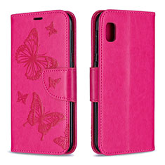 Coque Portefeuille Papillon Livre Cuir Etui Clapet B01F pour Samsung Galaxy A10e Rose Rouge