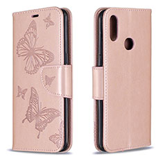 Coque Portefeuille Papillon Livre Cuir Etui Clapet B01F pour Samsung Galaxy A10s Or Rose