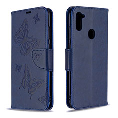 Coque Portefeuille Papillon Livre Cuir Etui Clapet B01F pour Samsung Galaxy A11 Bleu