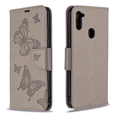 Coque Portefeuille Papillon Livre Cuir Etui Clapet B01F pour Samsung Galaxy A11 Gris