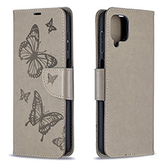 Coque Portefeuille Papillon Livre Cuir Etui Clapet B01F pour Samsung Galaxy A12 5G Gris