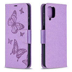 Coque Portefeuille Papillon Livre Cuir Etui Clapet B01F pour Samsung Galaxy A12 5G Violet Clair
