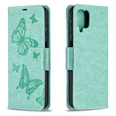 Coque Portefeuille Papillon Livre Cuir Etui Clapet B01F pour Samsung Galaxy A12 Nacho Vert