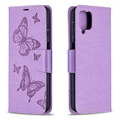 Coque Portefeuille Papillon Livre Cuir Etui Clapet B01F pour Samsung Galaxy A12 Nacho Violet Clair