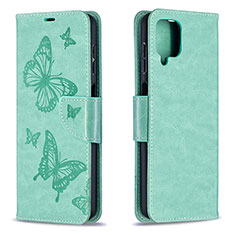 Coque Portefeuille Papillon Livre Cuir Etui Clapet B01F pour Samsung Galaxy A12 Vert