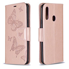 Coque Portefeuille Papillon Livre Cuir Etui Clapet B01F pour Samsung Galaxy A20s Or Rose