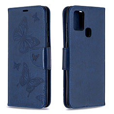 Coque Portefeuille Papillon Livre Cuir Etui Clapet B01F pour Samsung Galaxy A21s Bleu