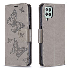 Coque Portefeuille Papillon Livre Cuir Etui Clapet B01F pour Samsung Galaxy A22 4G Gris