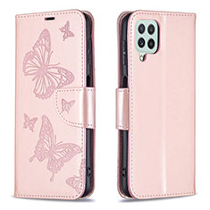 Coque Portefeuille Papillon Livre Cuir Etui Clapet B01F pour Samsung Galaxy A22 4G Or Rose