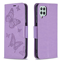 Coque Portefeuille Papillon Livre Cuir Etui Clapet B01F pour Samsung Galaxy A22 4G Violet Clair