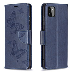 Coque Portefeuille Papillon Livre Cuir Etui Clapet B01F pour Samsung Galaxy A22 5G Bleu