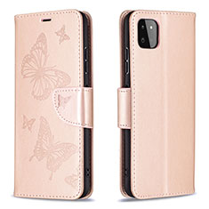 Coque Portefeuille Papillon Livre Cuir Etui Clapet B01F pour Samsung Galaxy A22 5G Or Rose