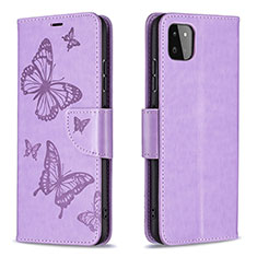 Coque Portefeuille Papillon Livre Cuir Etui Clapet B01F pour Samsung Galaxy A22 5G Violet Clair