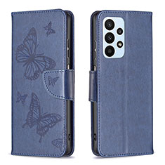 Coque Portefeuille Papillon Livre Cuir Etui Clapet B01F pour Samsung Galaxy A23 4G Bleu