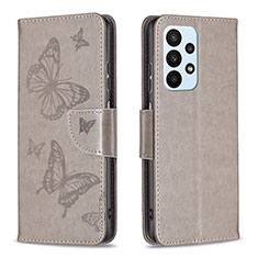 Coque Portefeuille Papillon Livre Cuir Etui Clapet B01F pour Samsung Galaxy A23 4G Gris