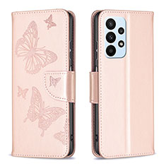 Coque Portefeuille Papillon Livre Cuir Etui Clapet B01F pour Samsung Galaxy A23 4G Or Rose