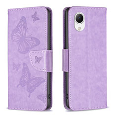 Coque Portefeuille Papillon Livre Cuir Etui Clapet B01F pour Samsung Galaxy A23 5G SC-56C Violet Clair