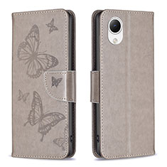 Coque Portefeuille Papillon Livre Cuir Etui Clapet B01F pour Samsung Galaxy A23e 5G Gris