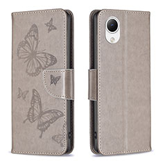 Coque Portefeuille Papillon Livre Cuir Etui Clapet B01F pour Samsung Galaxy A23s Gris